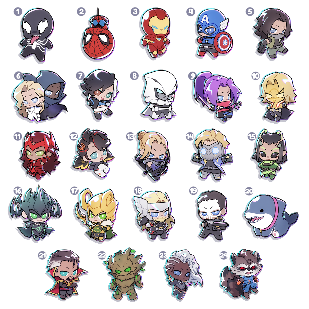 marvel RIVALS ランダムアクリルバッジB 11個セット Marvel Rivals | [chibi] Acrylic Keychains – sin inc